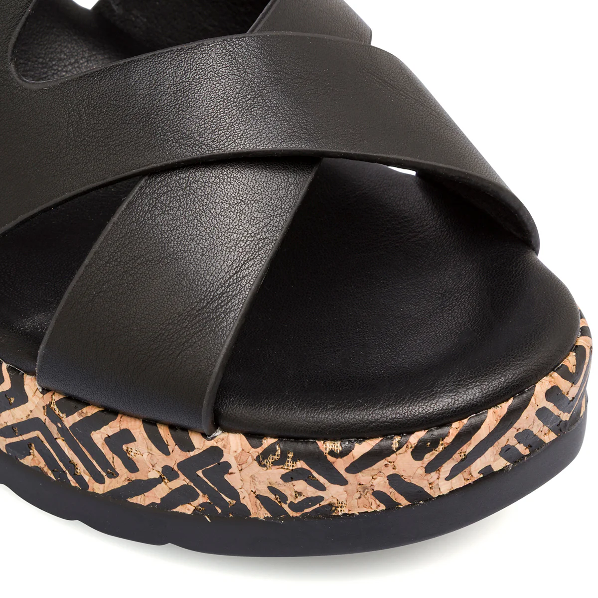 Sandali con zeppa Neri da Donna con tomaia incrociata e dettagli etnici Swish Jeans - Image 5