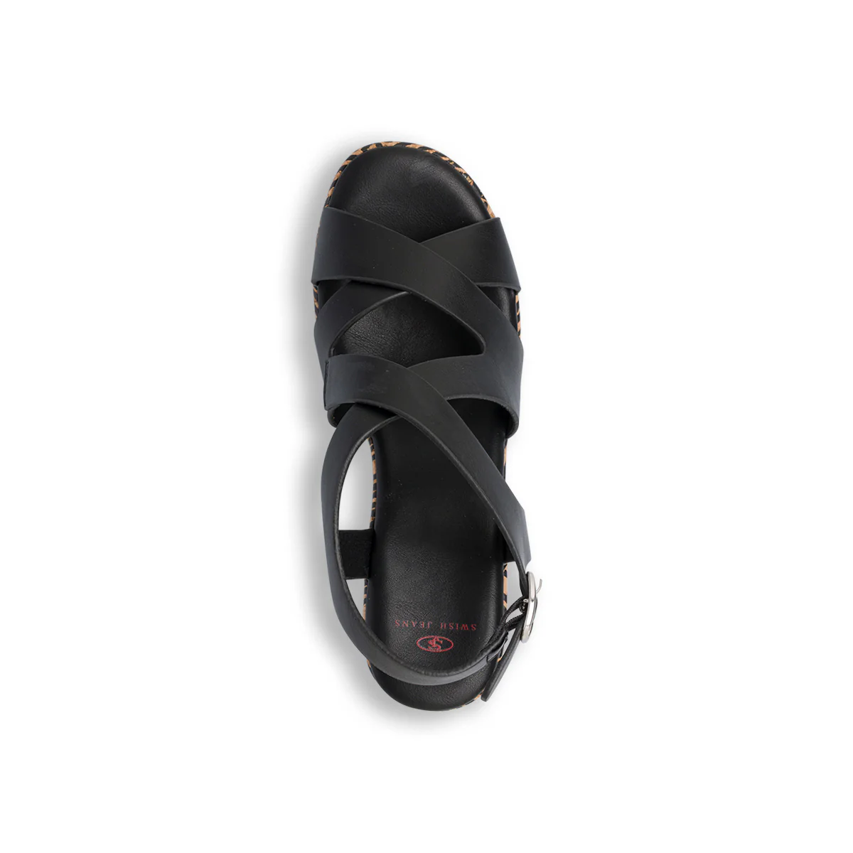 Sandali con zeppa Neri da Donna con tomaia incrociata e dettagli etnici Swish Jeans - Image 6