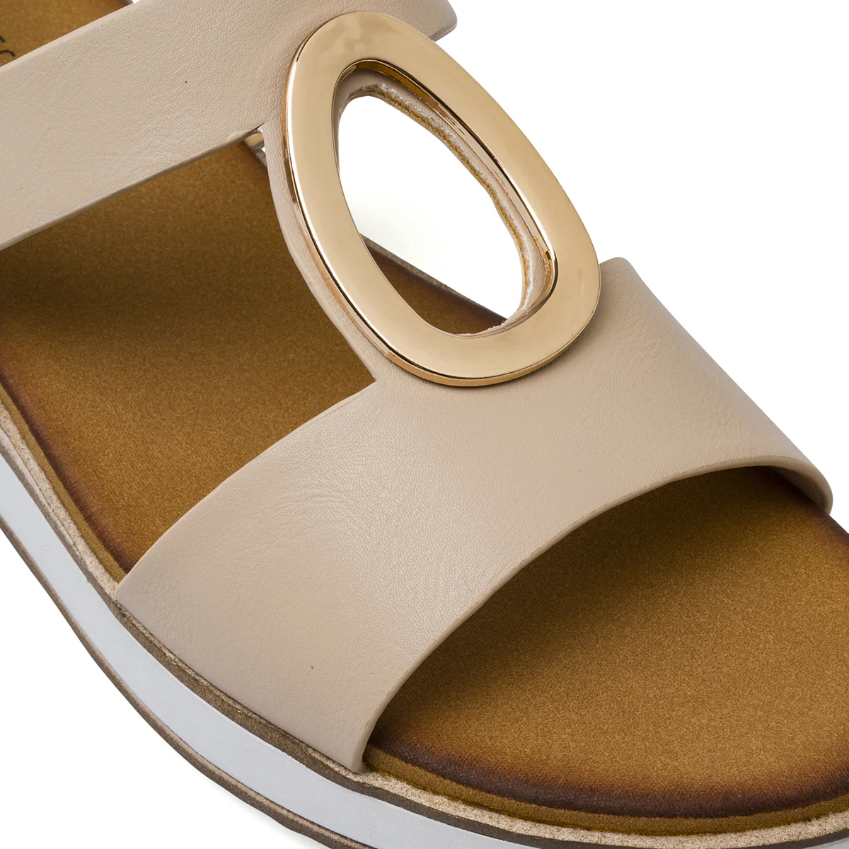 Sandali con zeppa taupe da Donna con dettaglio metallico Lora Ferres - Image 4