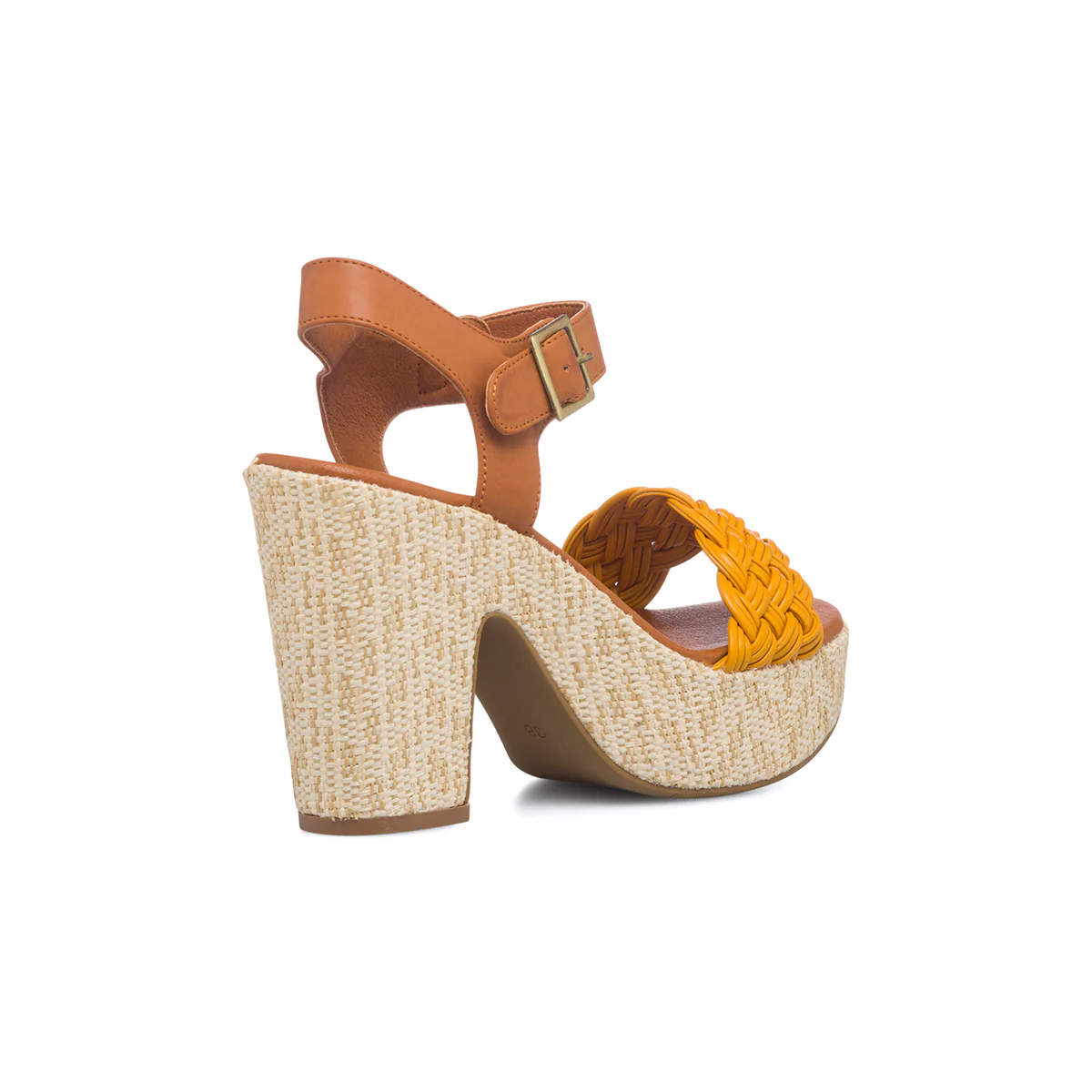 Sandali cuoio e gialli da donna con fascia effetto intrecciato e tacco 10 cm Lora Ferres - Image 13