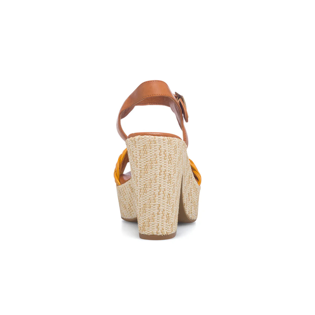 Sandali cuoio e gialli da donna con fascia effetto intrecciato e tacco 10 cm Lora Ferres - Image 14