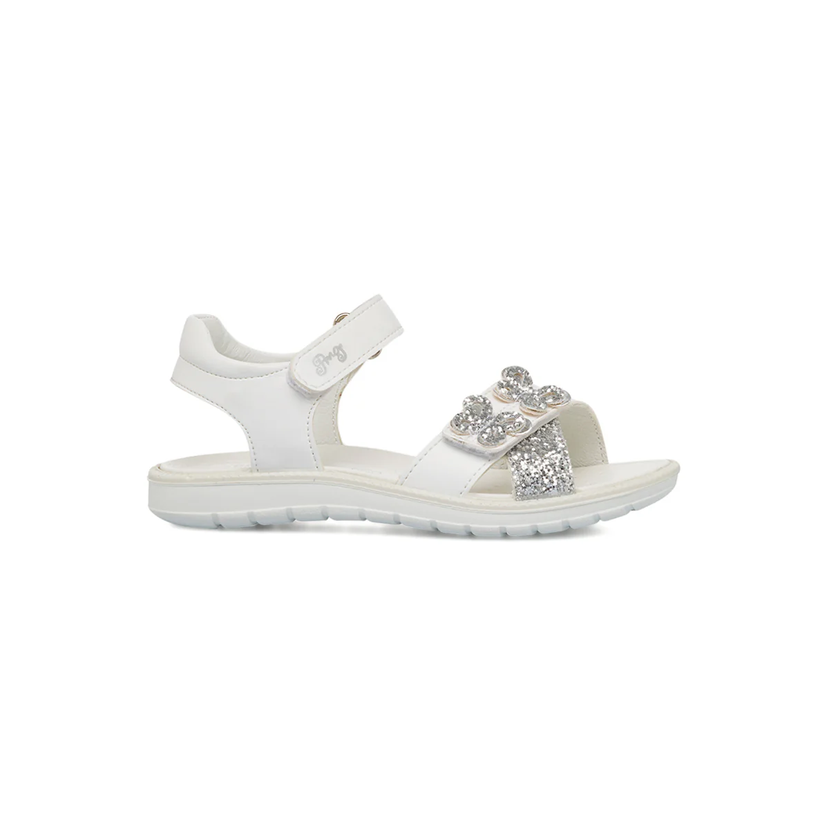 Sandali da bambina bianchi con dettagli argento glitter Primigi Alanis