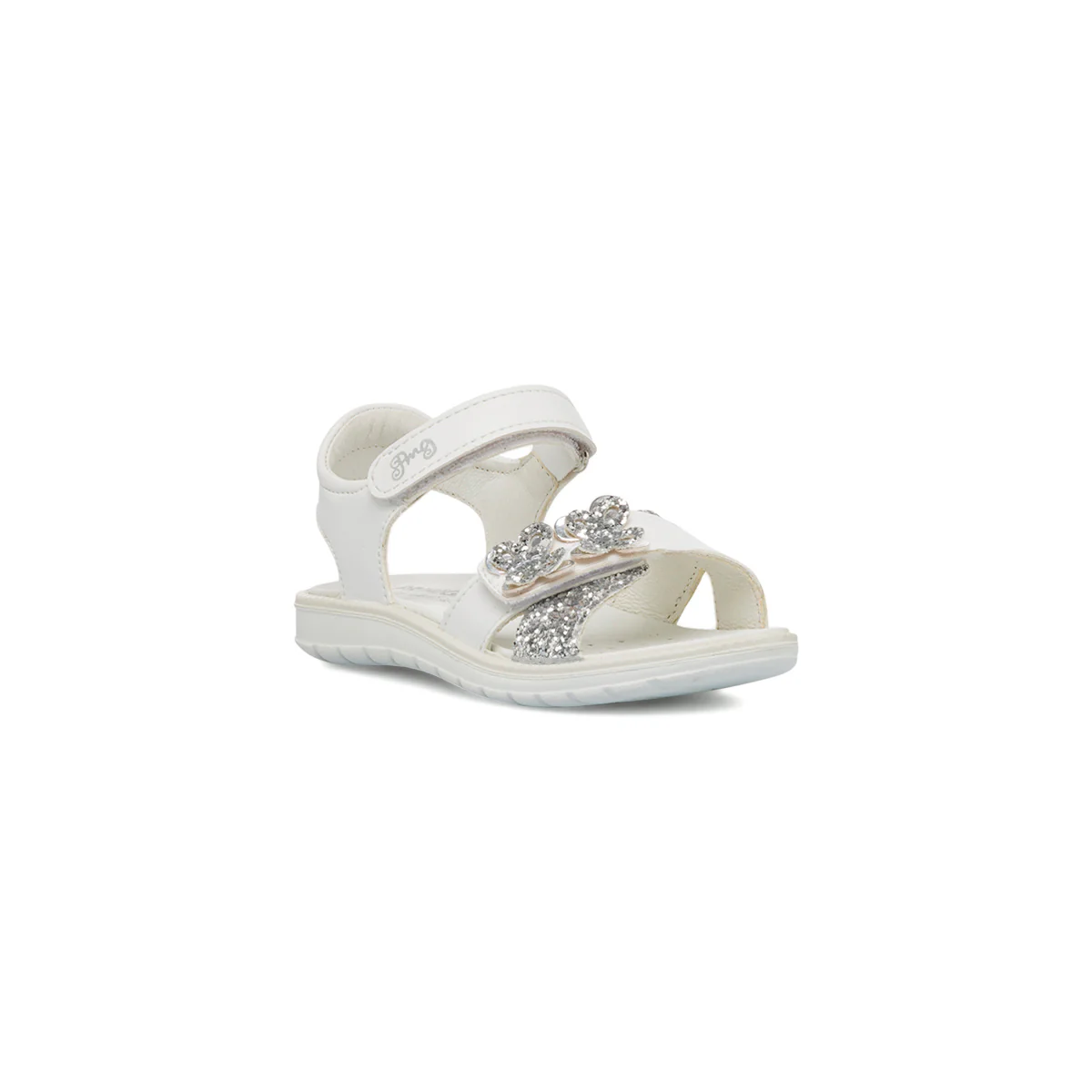 Sandali da bambina bianchi con dettagli frontali argento glitter Primigi Alanis - Image 2