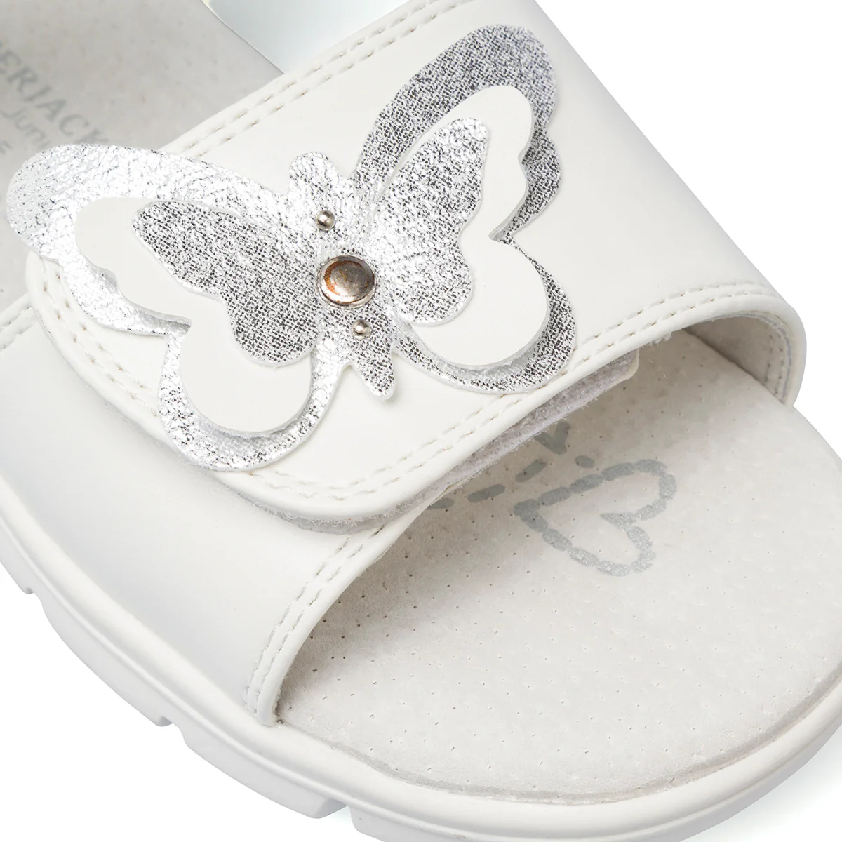 Sandali da bambina bianchi con dettaglio farfalla argento glitter Lumberjack Lara - Image 6