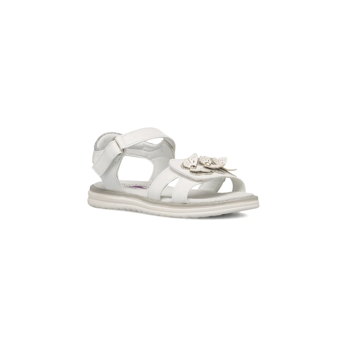 Sandali da bambina bianchi con dettaglio farfalle frontale e glitter Le Scarpe di Alice - Image 2