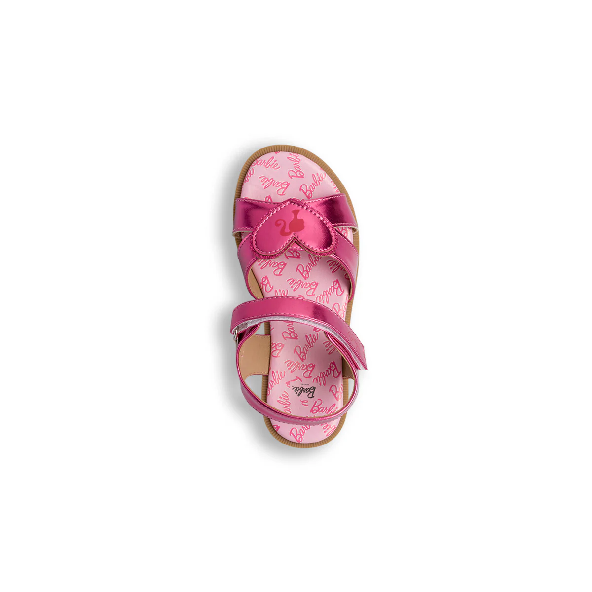 Sandali da bambina fucsia effetto metallizzato con dettaglio cuore e logo frontale Barbie - Image 5