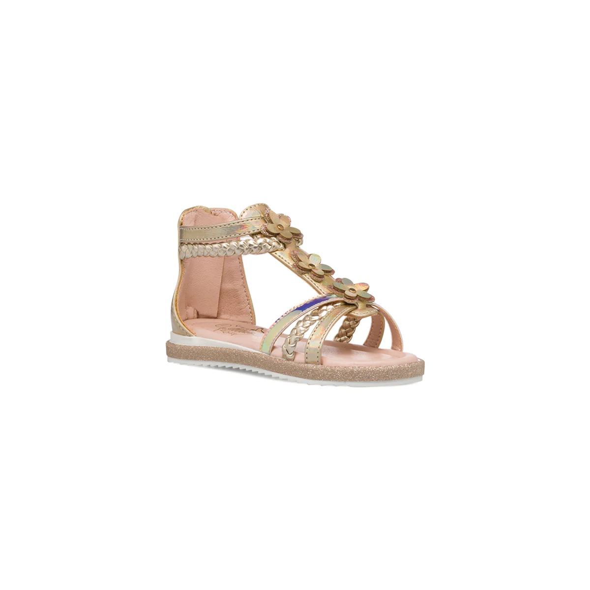 Sandali da bambina oro con dettagli fiori Le Scarpe di Alice - Image 2