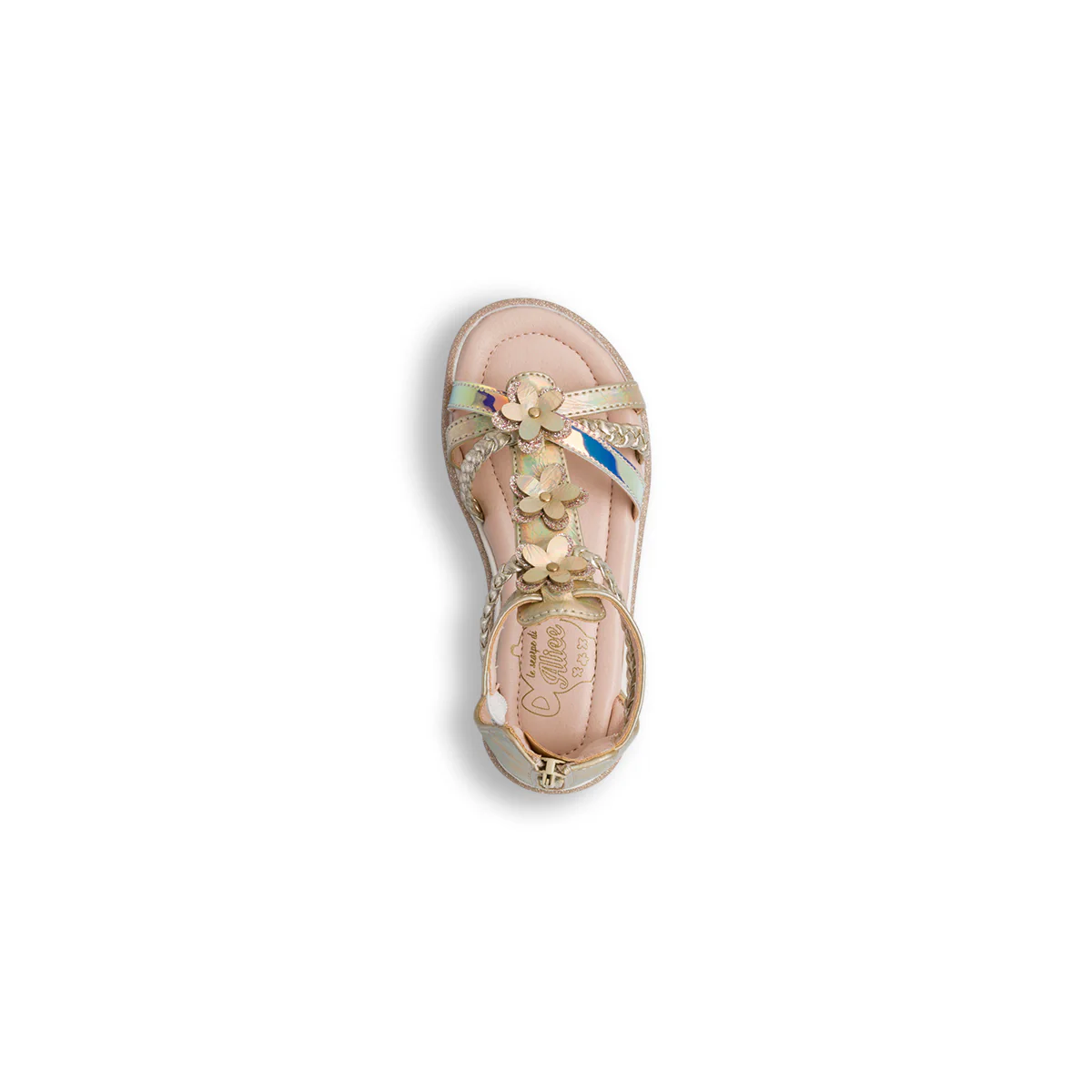 Sandali da bambina oro con dettagli fiori Le Scarpe di Alice - Image 5