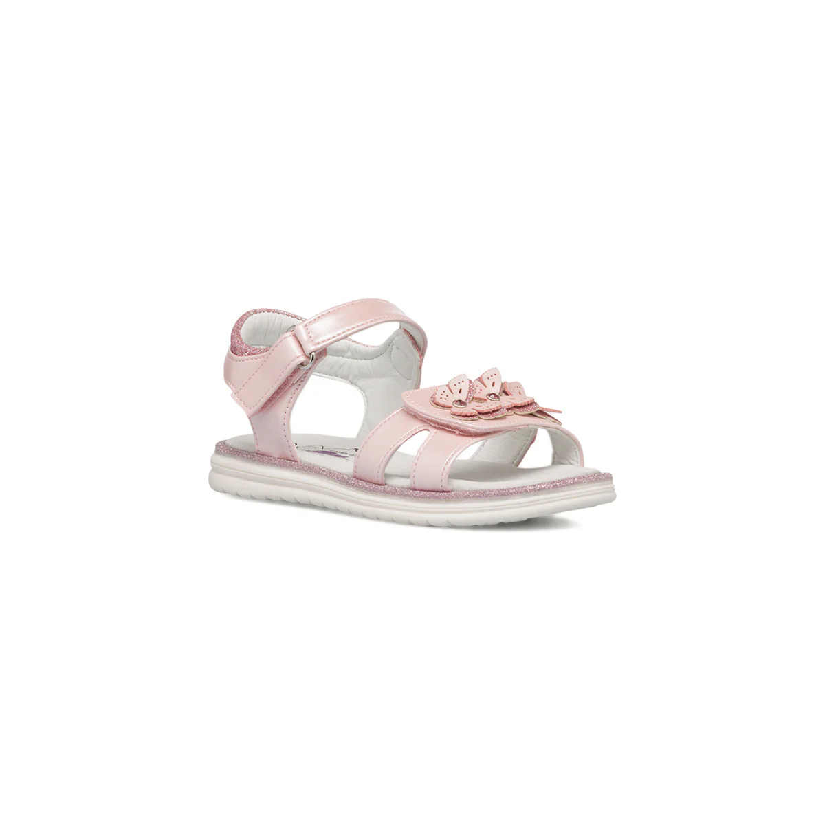 Sandali da bambina rosa con dettaglio farfalle frontale e glitter Le Scarpe di Alice - Image 2