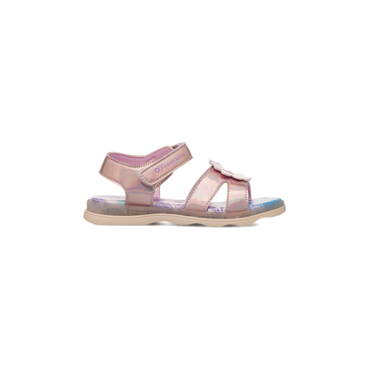 Sandali da Bambina rosa metallizzato con applicazione fiore frontale Frozen