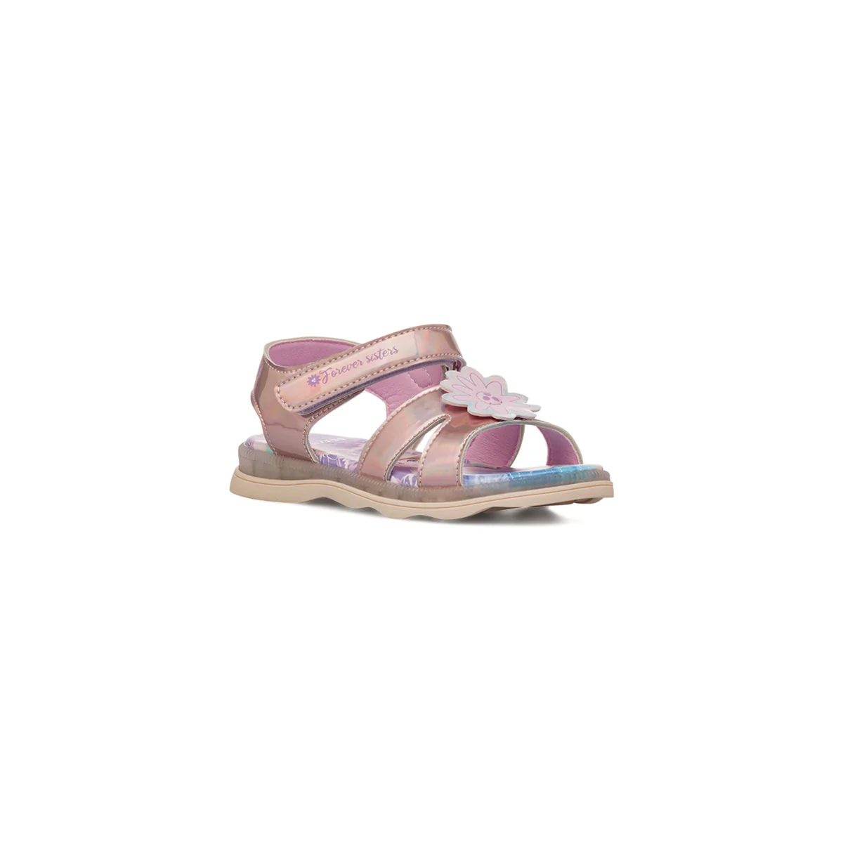 Sandali da Bambina rosa metallizzato con applicazione fiore frontale Frozen - Image 2