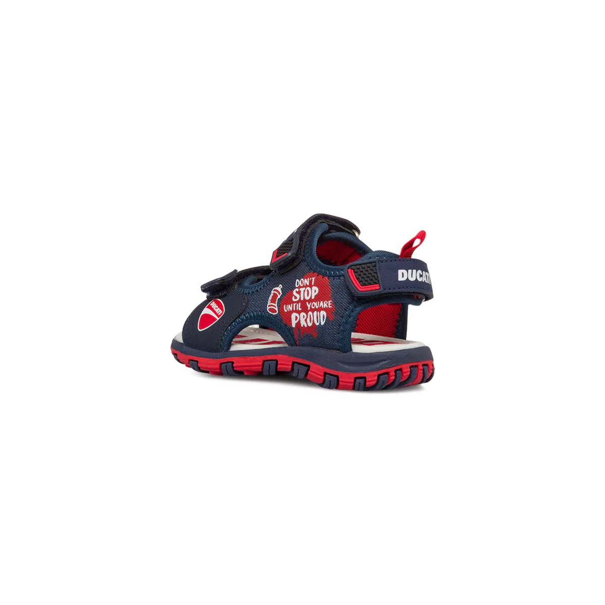 Sandali da bambino blu jeans con dettagli rossi e con logo Ducati - Image 3