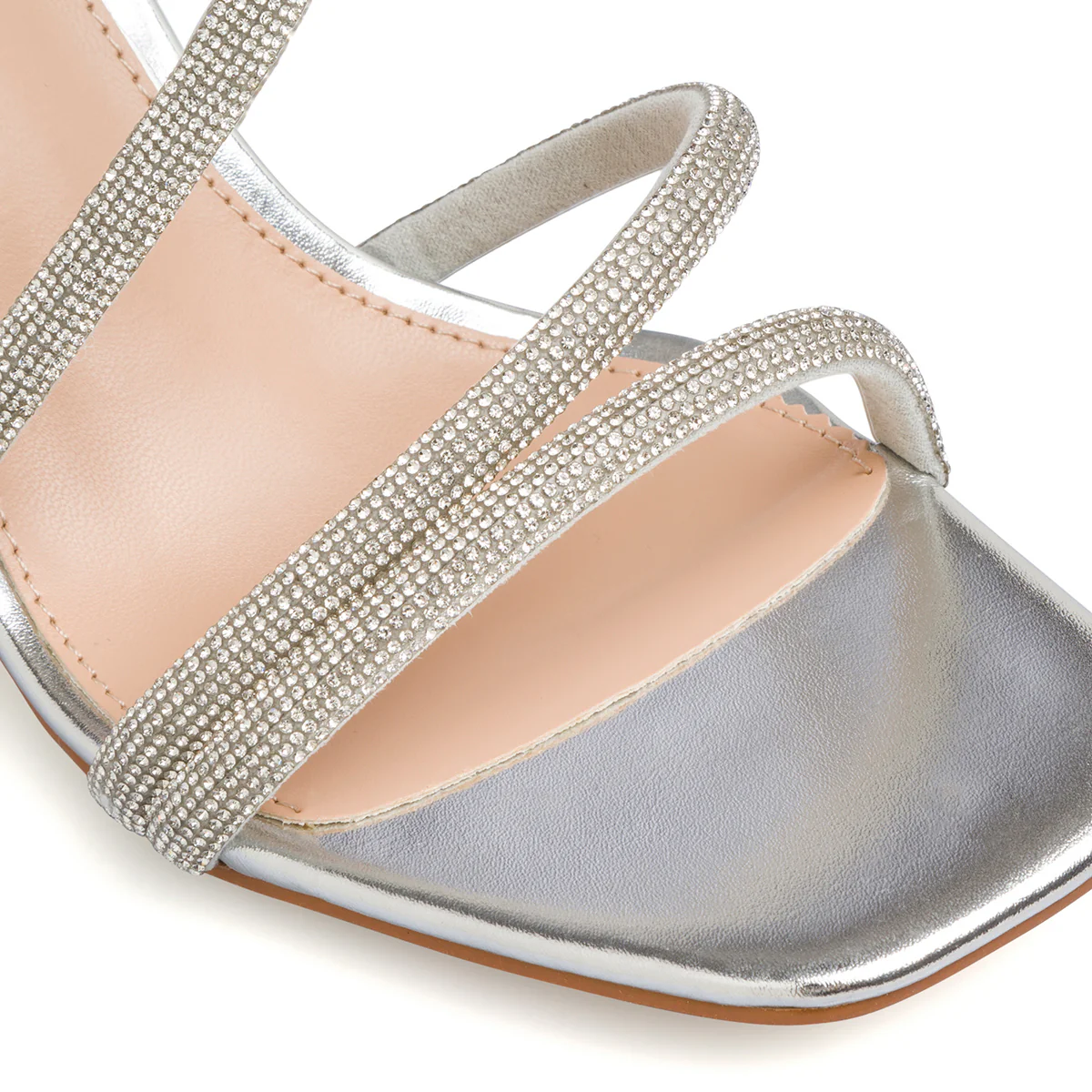 Sandali da donna argento con strass e tacco a blocco 9 cm Lora Ferres - Image 5