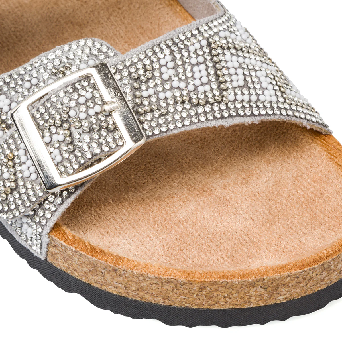 Sandali da Donna Argento doppio cinturino con dettagli Strass Lora Ferres - Image 5
