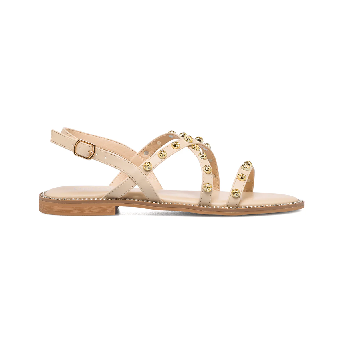 Sandali da donna beige con borchiette gioiello Lora Ferres - Image 4