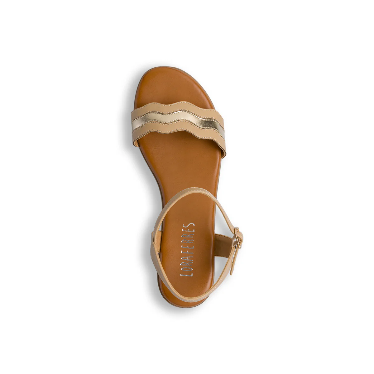 Sandali da donna beige con tacco e dettagli oro Lora Ferres - Image 4