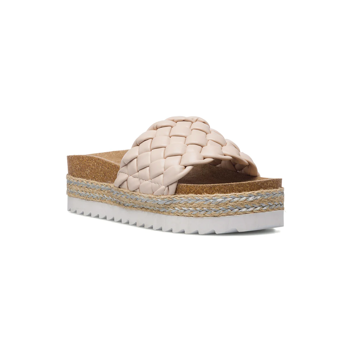 Sandali da donna beige con zeppa 4 cm e fascia effetto intrecciato Lora Ferres - Image 2