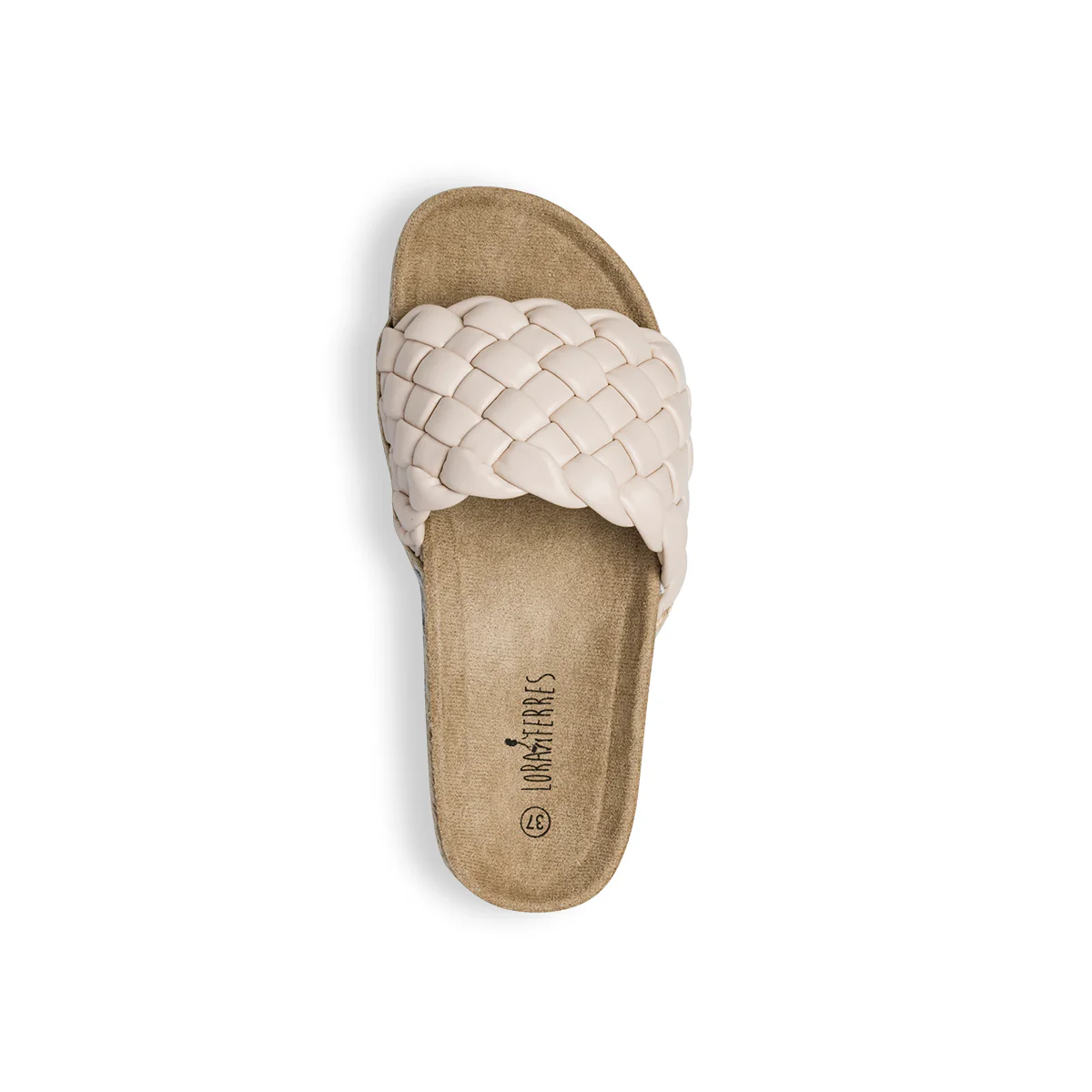 Sandali da donna beige con zeppa 4 cm e fascia effetto intrecciato Lora Ferres - Image 7