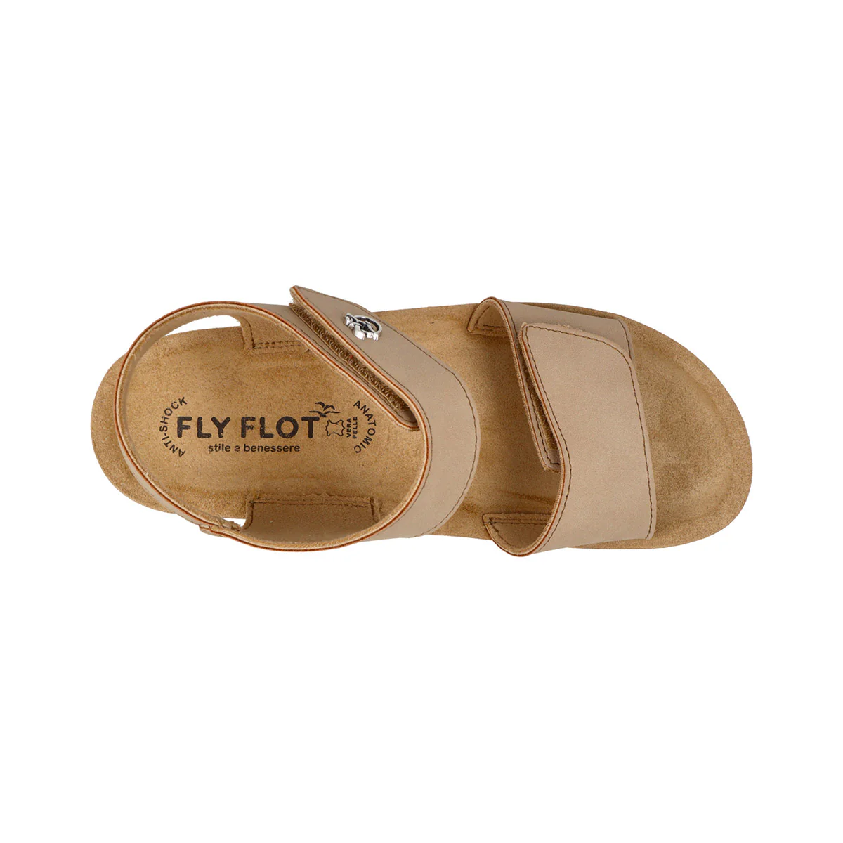 Sandali da donna beige con zeppa e doppia fascia regolabile Fly Flot - Image 4