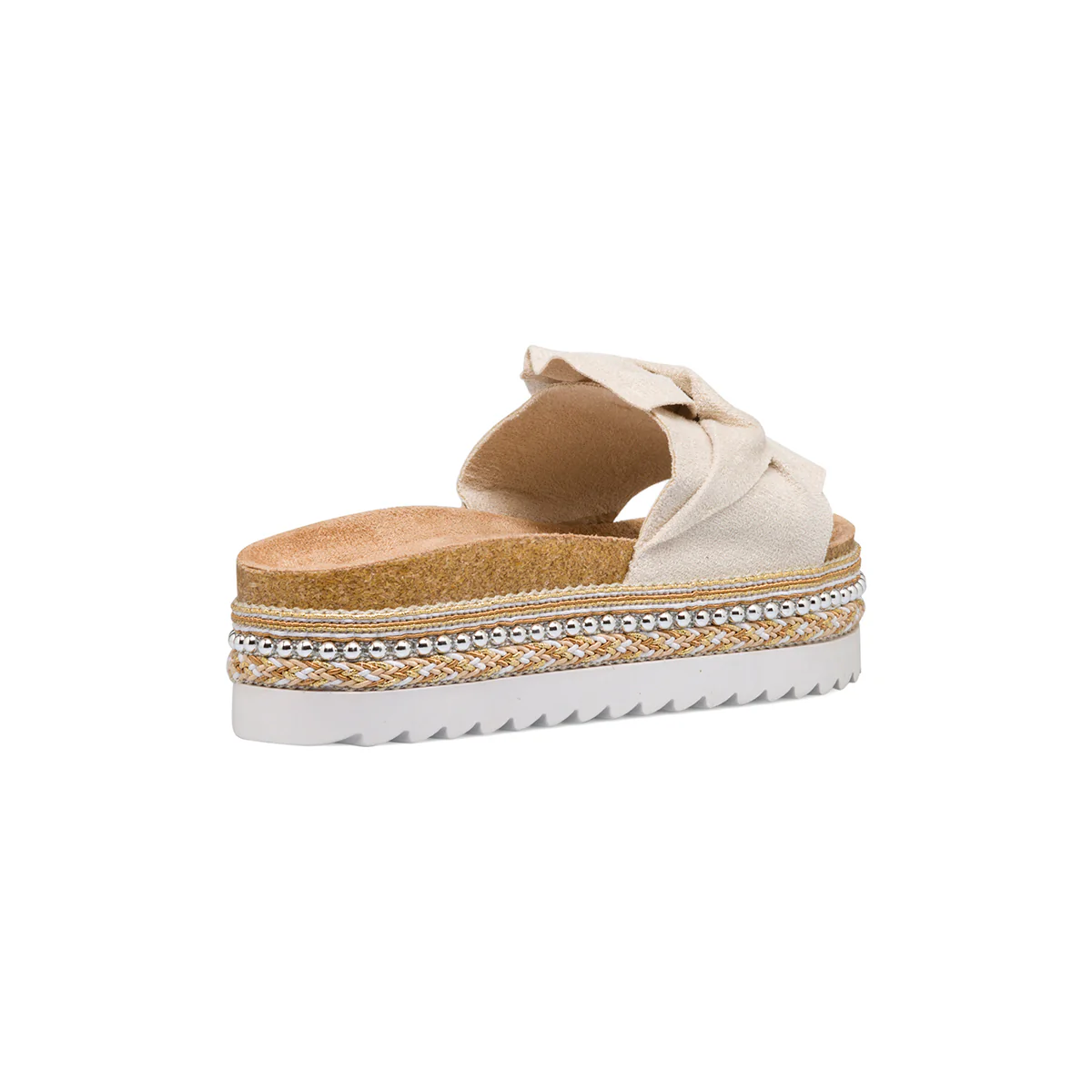 Sandali da donna beige con zeppa e fiocchetto Lora Ferres - Image 3