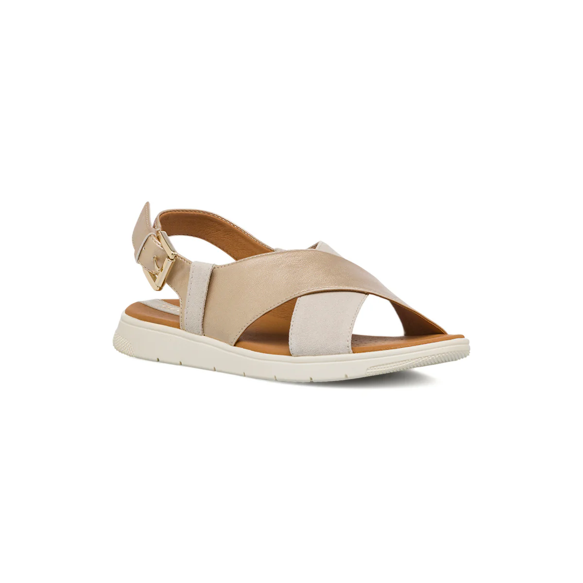 Sandali da donna beige e oro in pelle scamosciata Geox Dandra - Image 2
