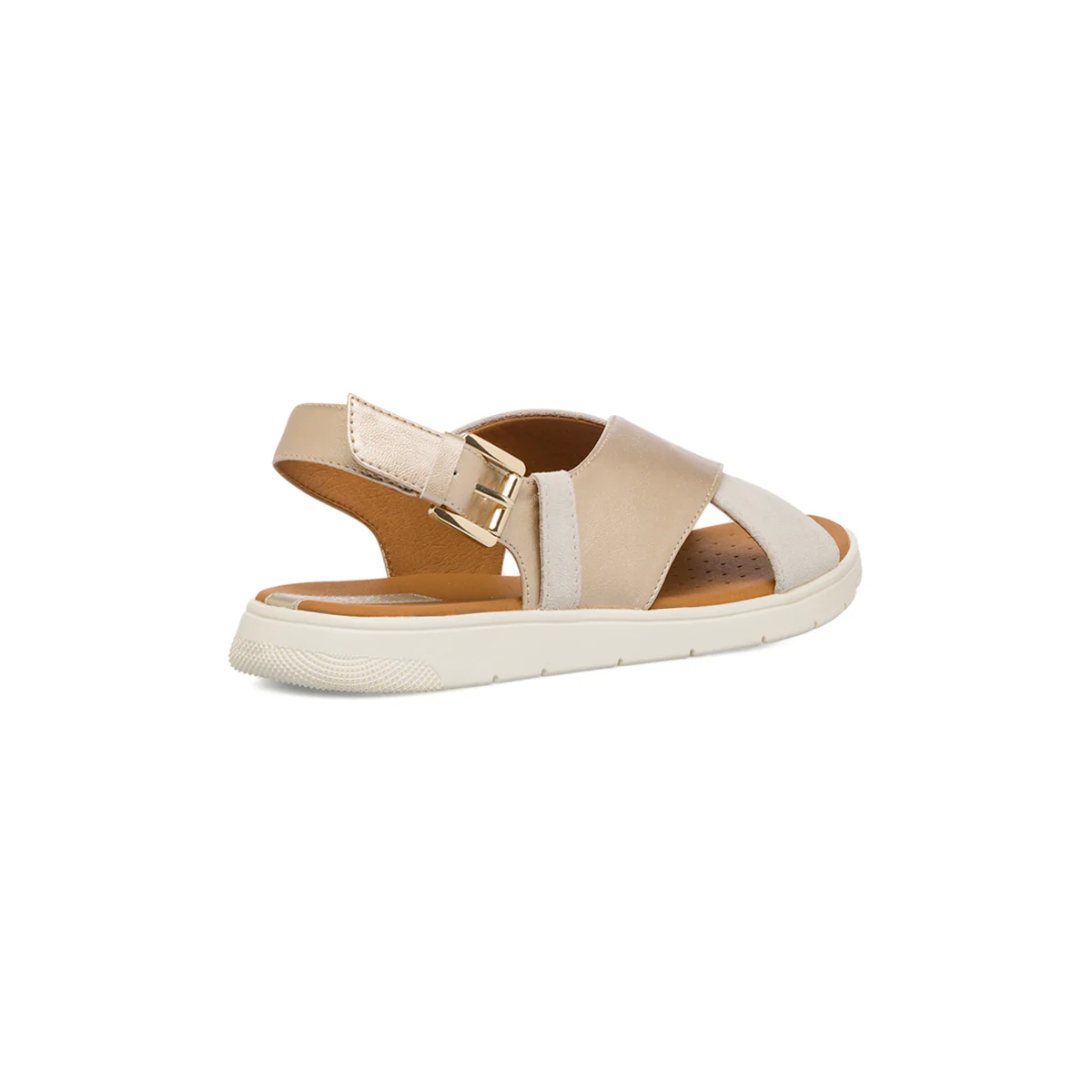 Sandali da donna beige e oro in pelle scamosciata Geox Dandra - Image 3