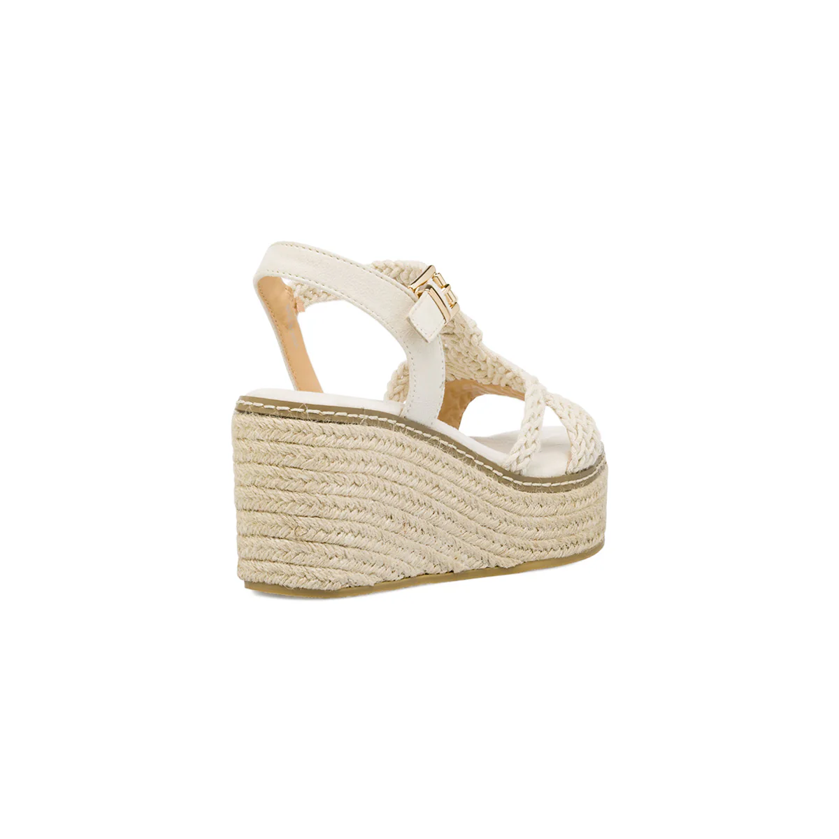 Sandali da Donna beige effetto crochet con zeppa 8 cm Lora Ferres - Image 3