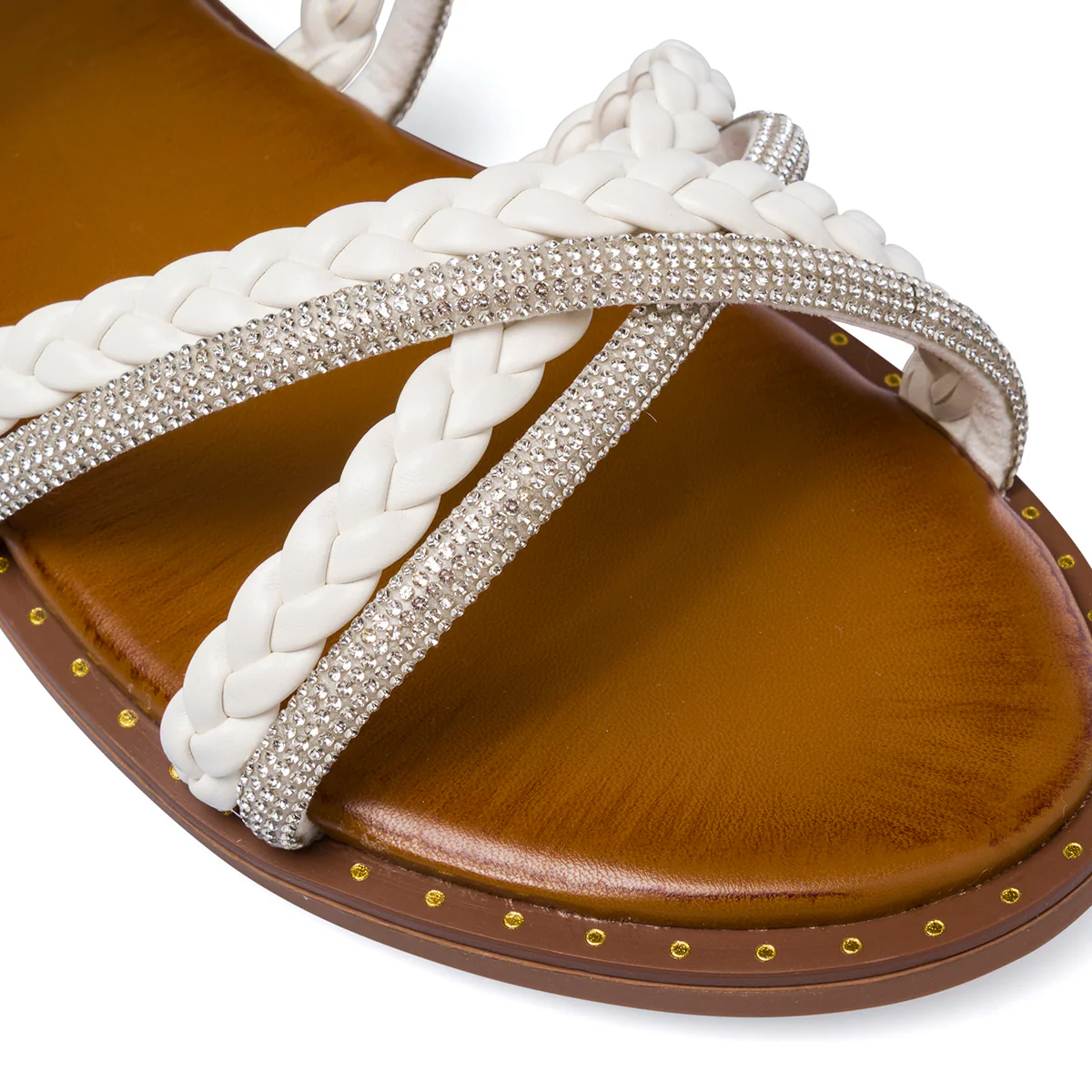 Sandali da donna Bianchi con cinturino intrecciato e strass Lora Ferres - Image 4
