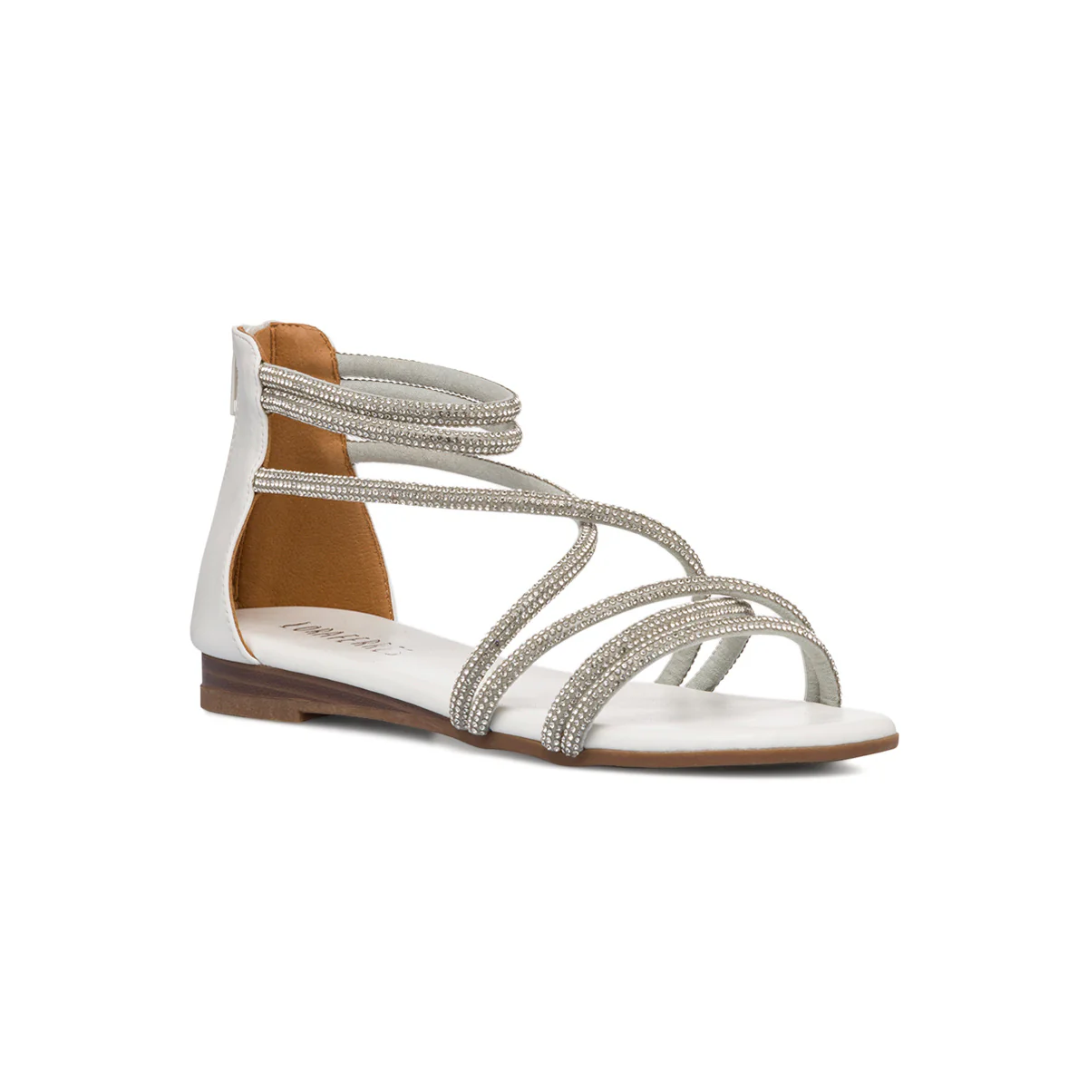 Sandali da donna bianchi con dettagli gioiello strass Lora Ferres - Image 2