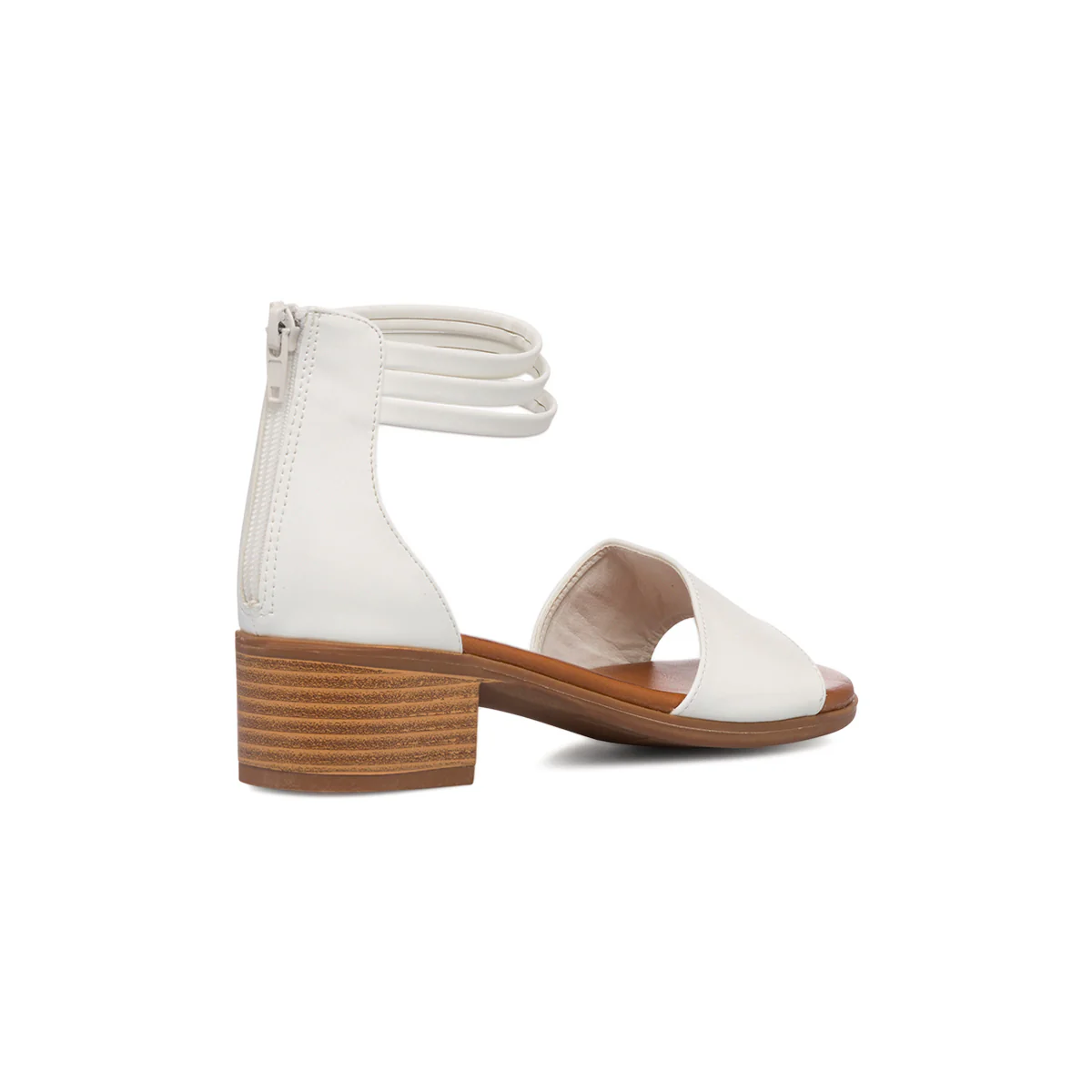 Sandali da donna bianchi con tacco e zip Lora Ferres - Image 3