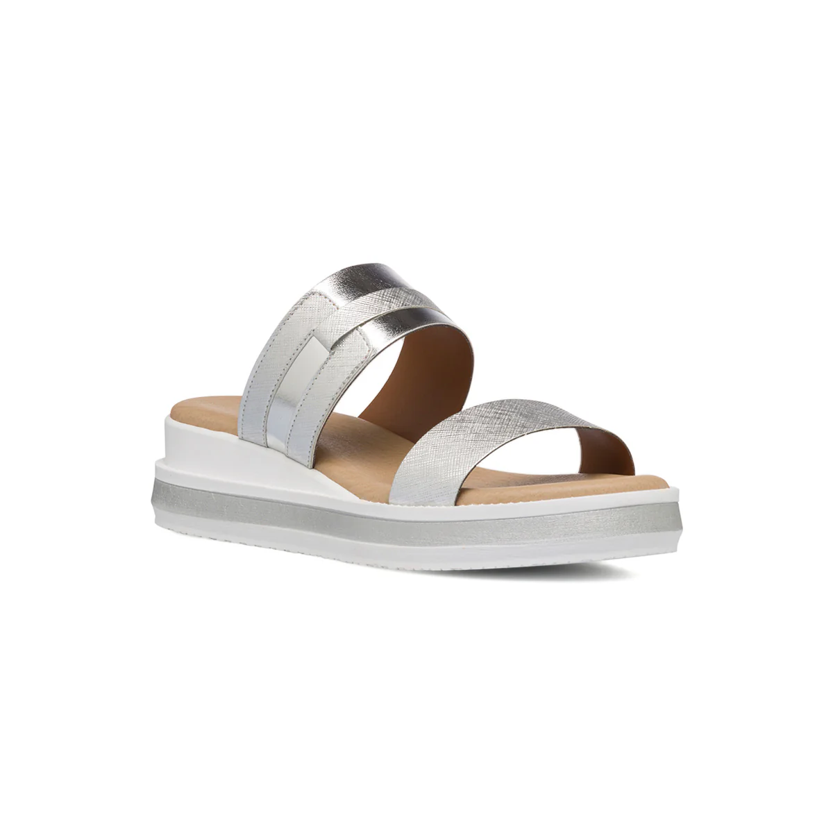 Sandali da donna bianchi e argento con zeppa 4,5 cm P Soft - Image 2