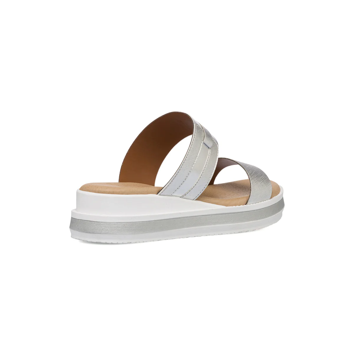Sandali da donna bianchi e argento con zeppa 4,5 cm P Soft - Image 3