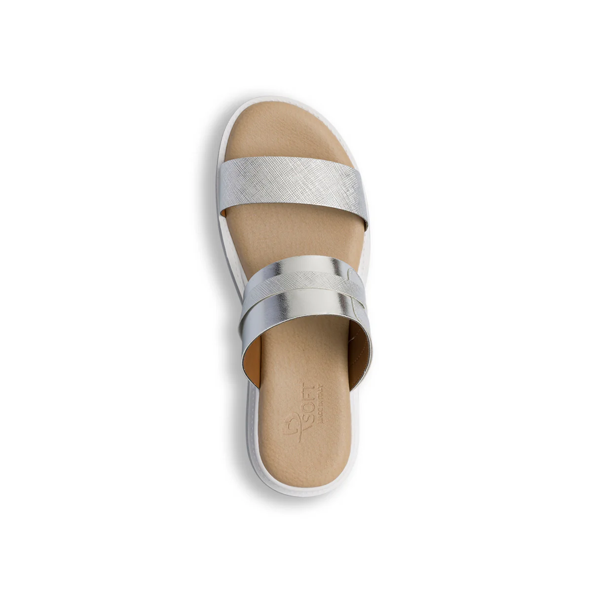 Sandali da donna bianchi e argento con zeppa 4,5 cm P Soft - Image 4