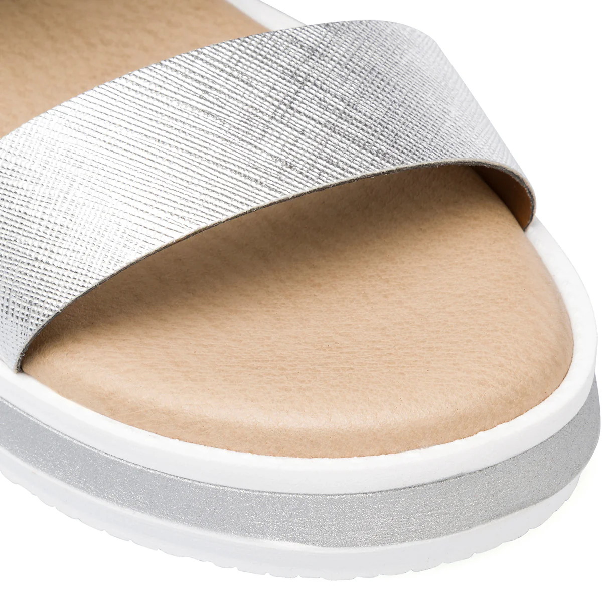 Sandali da donna bianchi e argento con zeppa 4,5 cm P Soft - Image 5