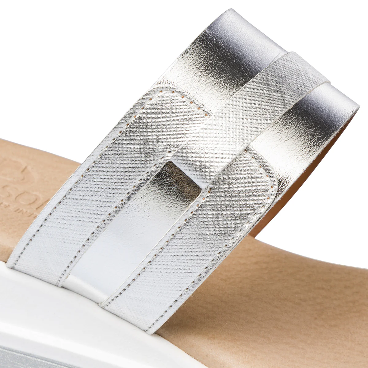 Sandali da donna bianchi e argento con zeppa 4,5 cm P Soft - Image 6
