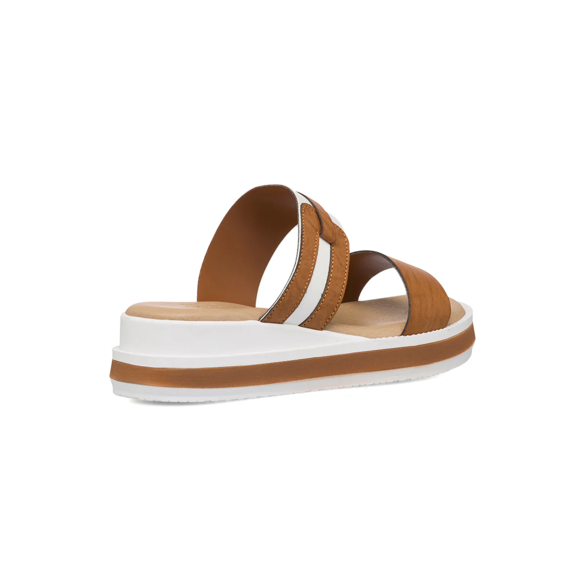 Sandali da donna bianchi e marroni con zeppa 4,5 cm P Soft - Image 3