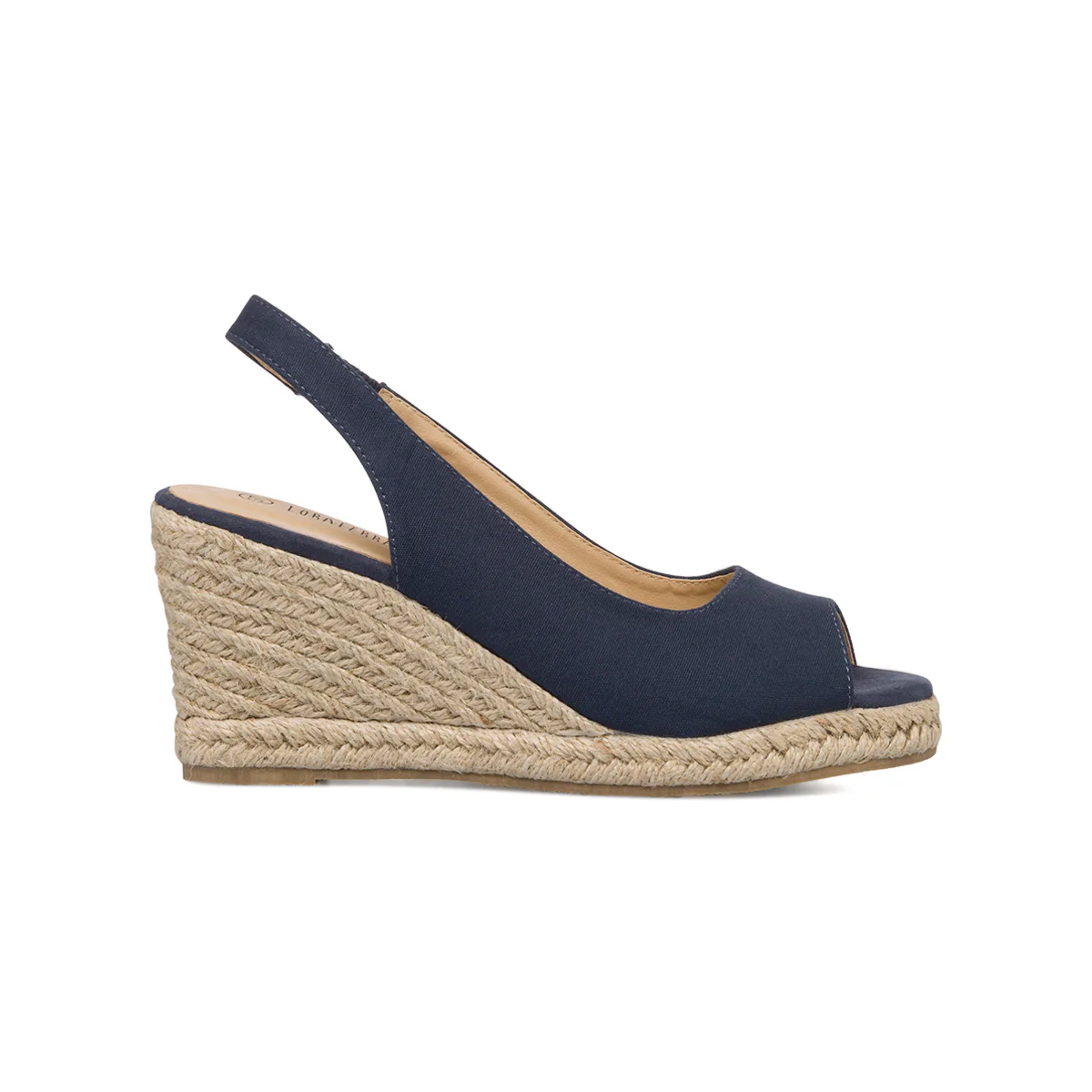 Sandali da donna blu in canvas con zeppa Lora Ferres