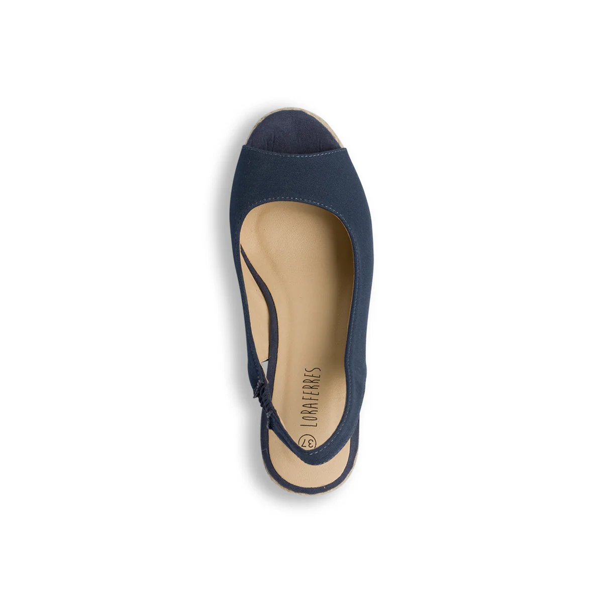 Sandali da donna blu in canvas con zeppa Lora Ferres - Image 4