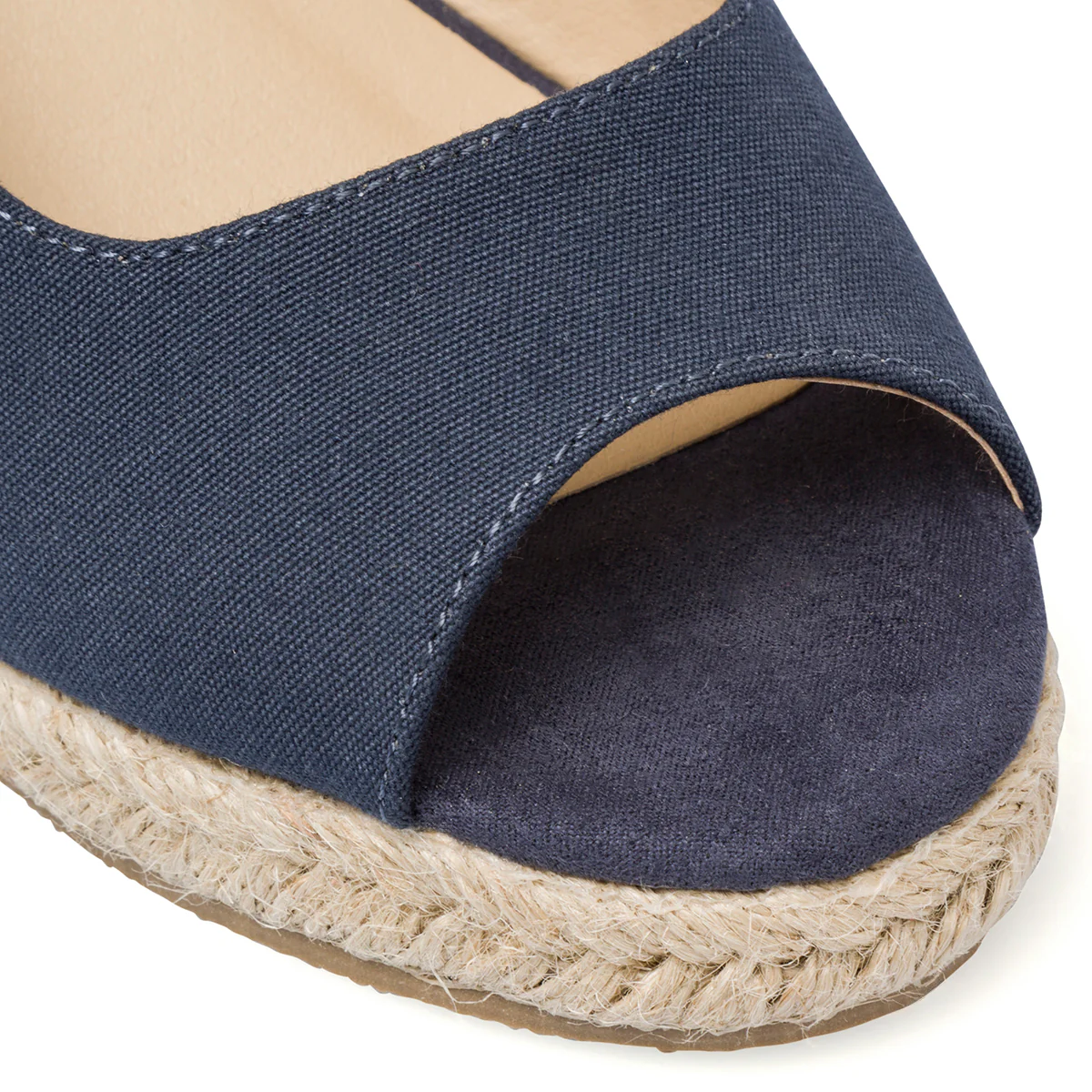 Sandali da donna blu in canvas con zeppa Lora Ferres - Image 5