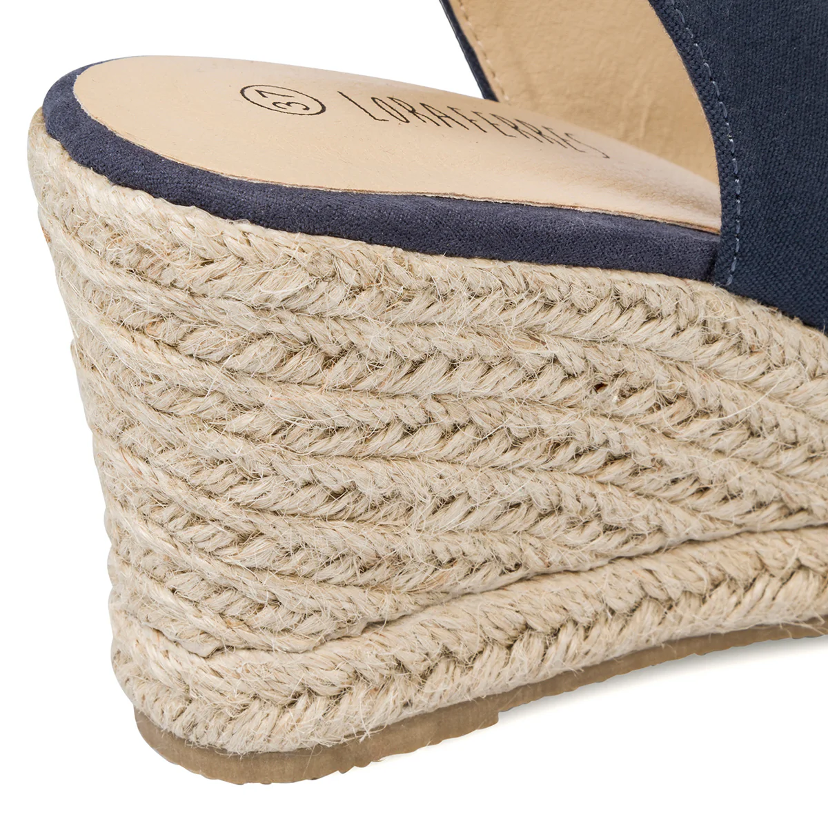 Sandali da donna blu in canvas con zeppa Lora Ferres - Image 6