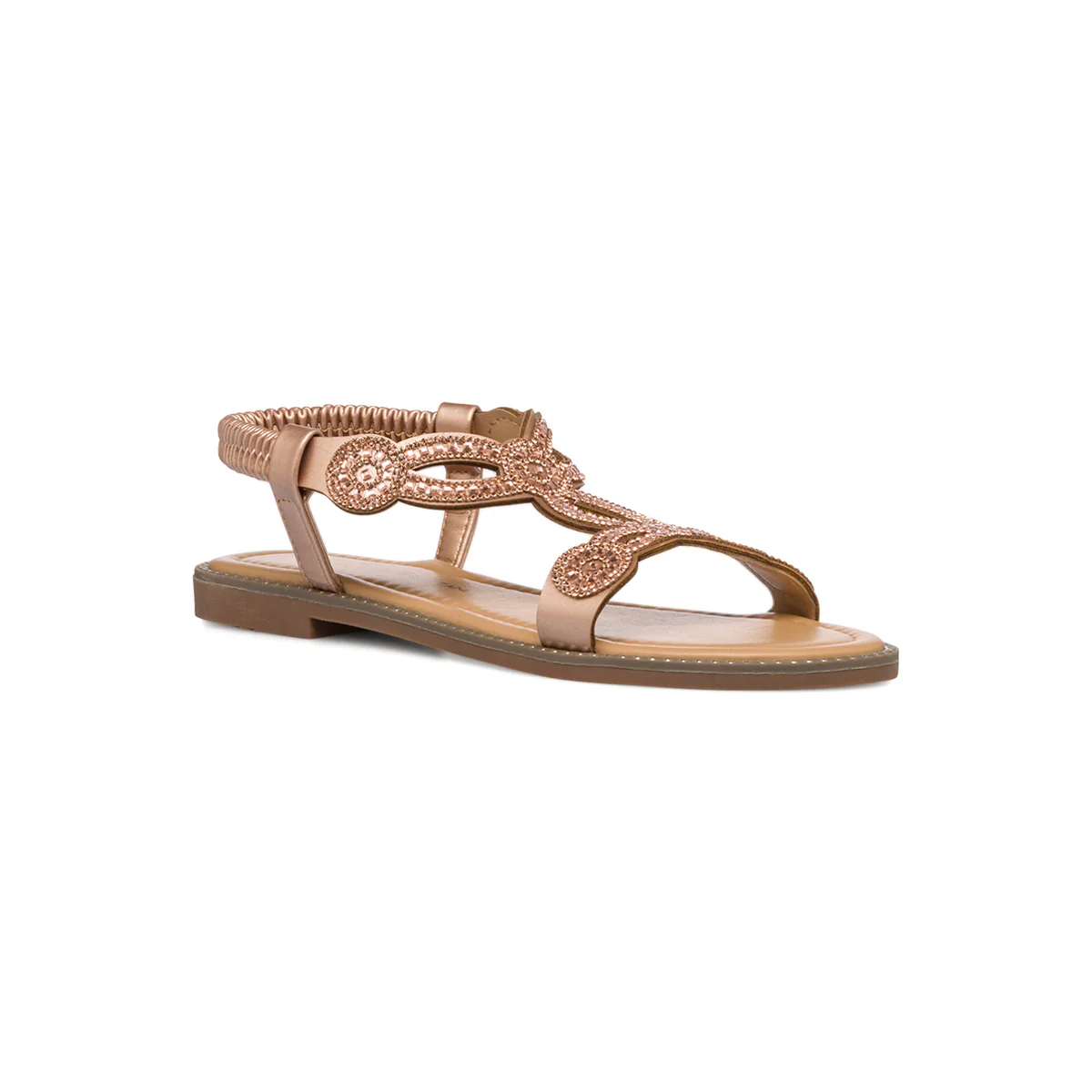 Sandali da donna champagne con dettagli strass Lora Ferres - Image 2