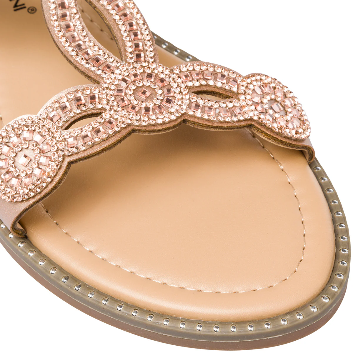 Sandali da donna champagne con dettagli strass Lora Ferres - Image 5