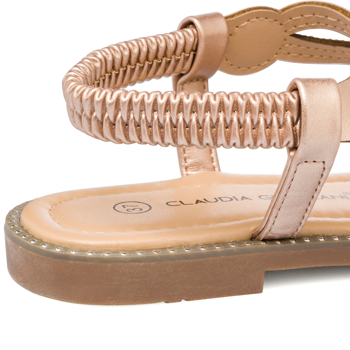 Sandali da donna champagne con dettagli strass Lora Ferres - Image 6