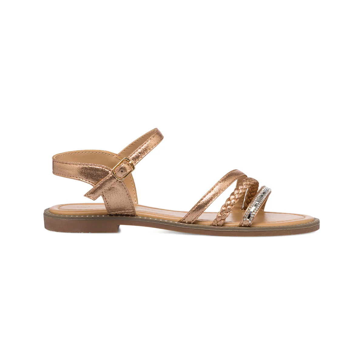 Sandali da donna champagne con dettaglio gioiello strass Lora Ferres - Image 4