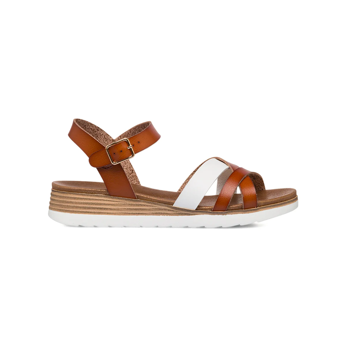 Sandali da donna con plateau bianchi e marrone cuoio P Soft