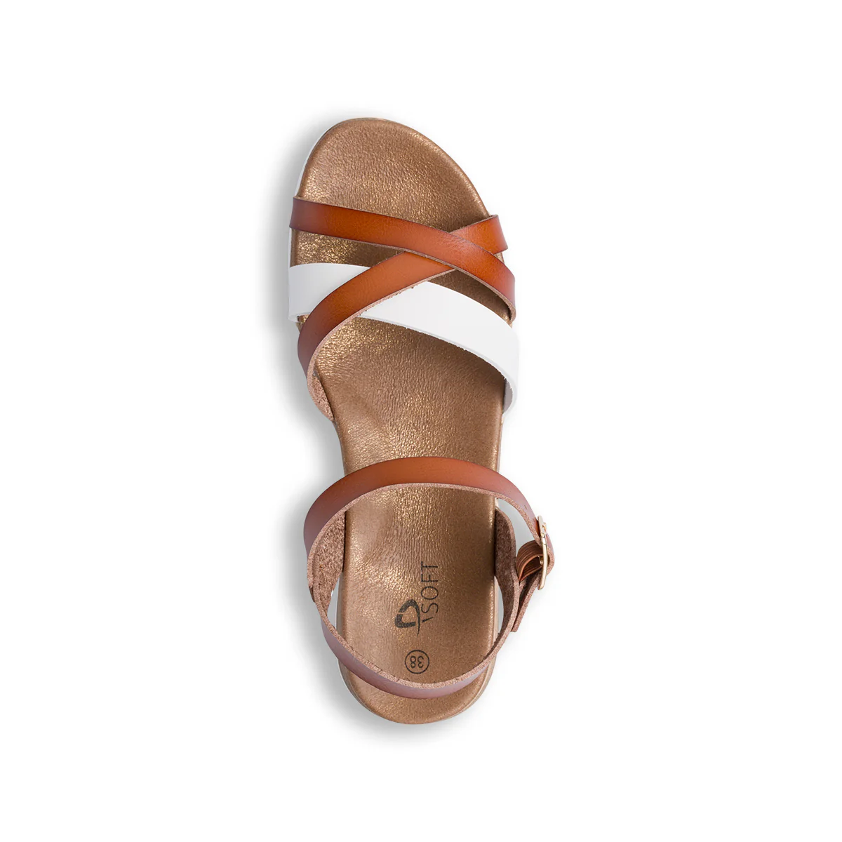 Sandali da donna con plateau bianchi e marrone cuoio P Soft - Image 5