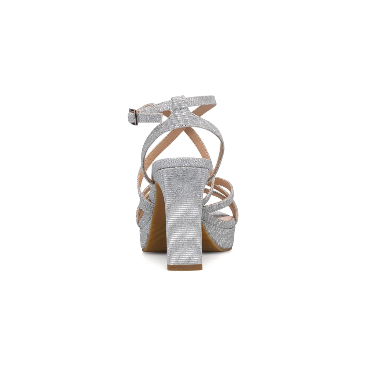 Sandali da donna con tacco a blocco 10 cm argento con gioiello glitter Lora Ferres - Image 5