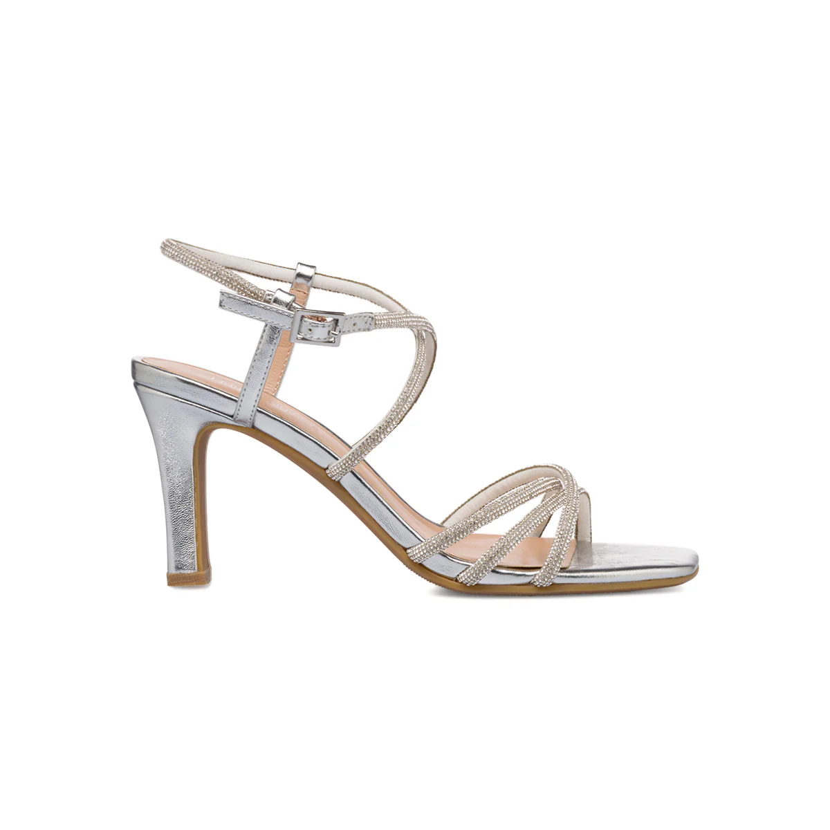 Sandali da donna con tacco a blocco argento e con strass Swish Jeans - Image 4