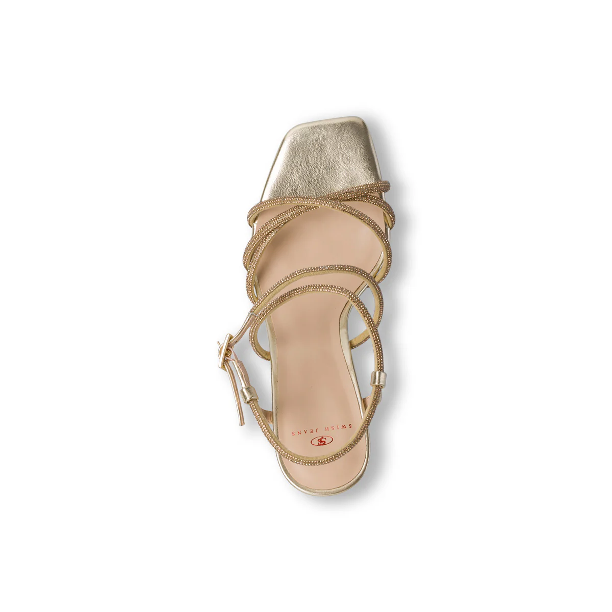 Sandali da donna con tacco a blocco oro e con dettaglio gioiello strass Swish Jeans - Image 6