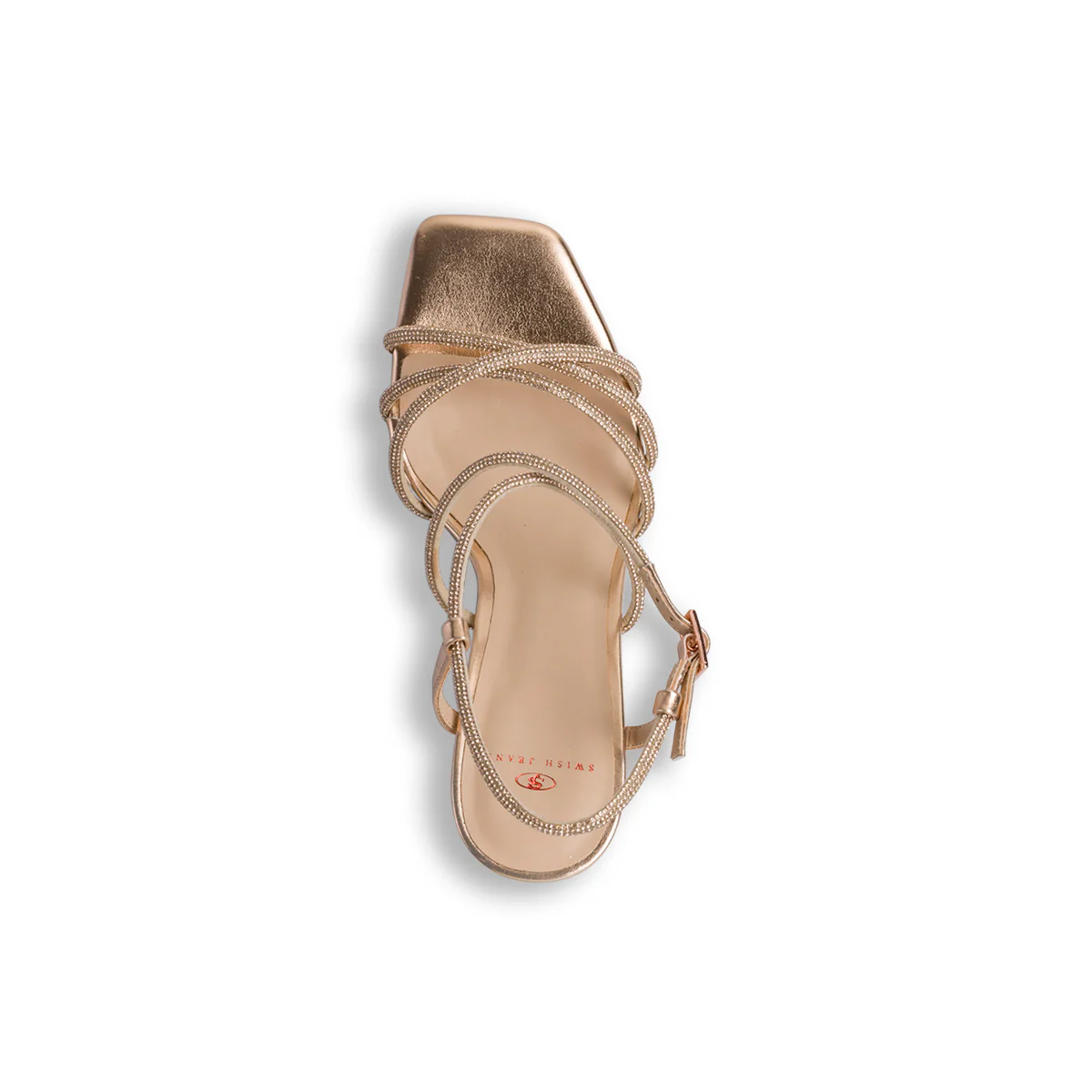 Sandali da donna con tacco a blocco oro rosa e con strass Swish Jeans - Image 6
